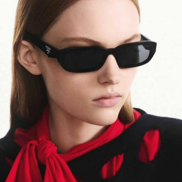 Prada PRB06S Women’s Sunglasses – Black Rectangle Frame Grey | Model 16K08Z - Picture 10 of 12